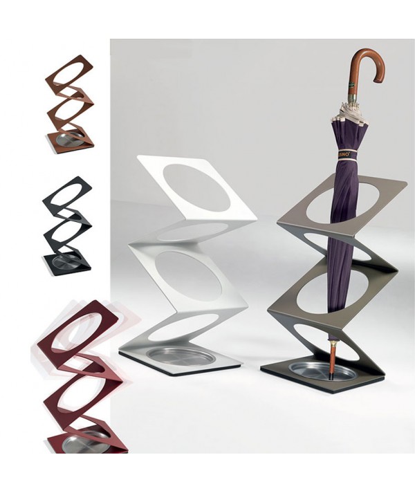Portaombrelli Molla realizzato in acciaio verniciato diversi colori con comoda vaschetta salva gocce in accaio inox satinato