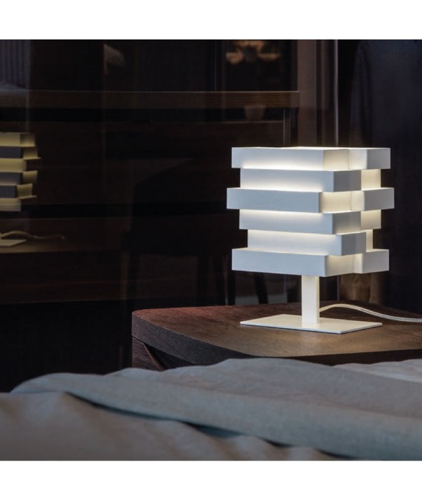 Lampada da tavolo escape in alluminio verniciati bianco