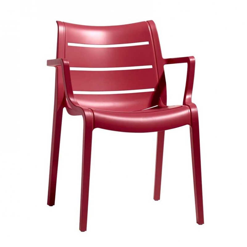 Sedie Sunset  per esterno in tecnopolimero di colore rosso geranio