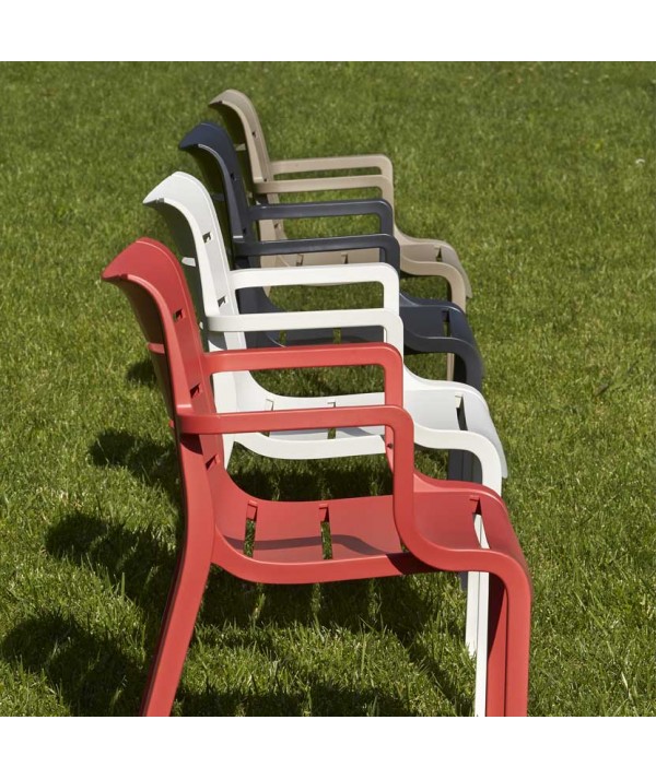 Sedie Sunset  per esterno in tecnopolimero di colore rosso lino antracite tortora 