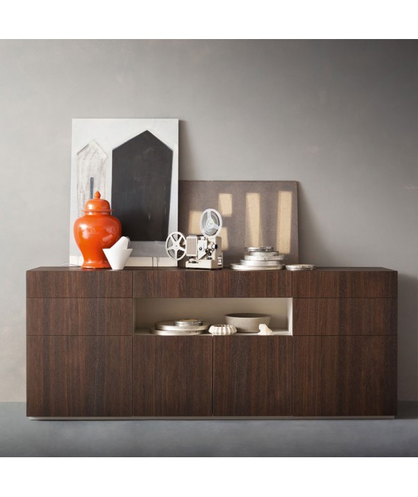 Madia Metropolis di Alf DaFrè in rovere termocotto vano a giorno decor tortora 