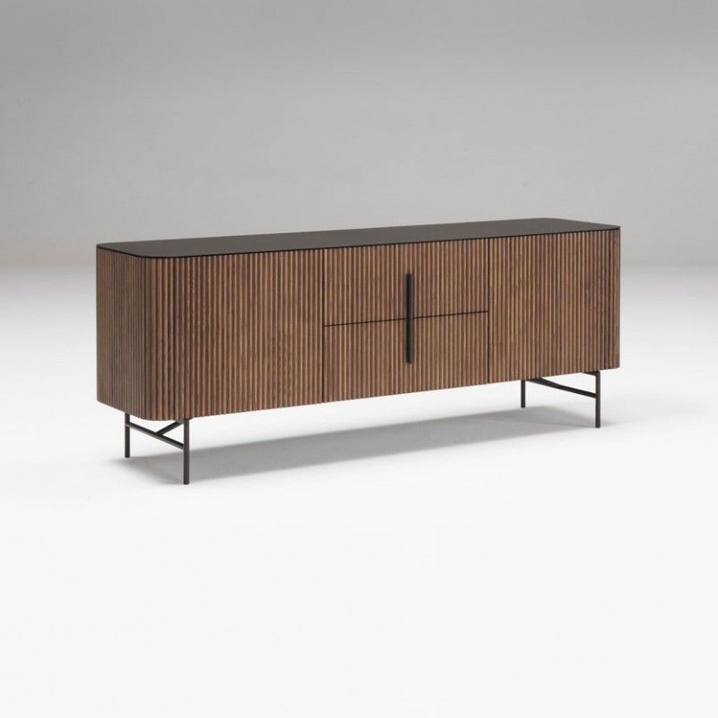 Credenza Riga di Alf DaFrè in legno massello con piano in metallo Credenza Riga di Alf DaFrè in legno massello con piano in metallo