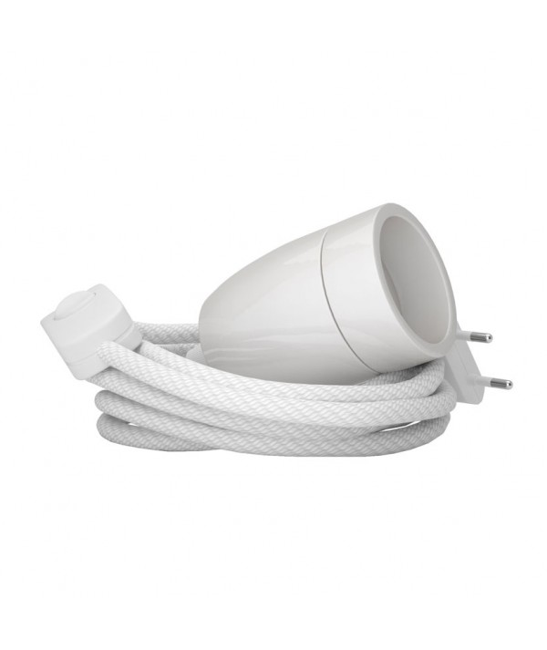 Lampada Spinello Ceramico E27 con portalampada in ceramica bianco
