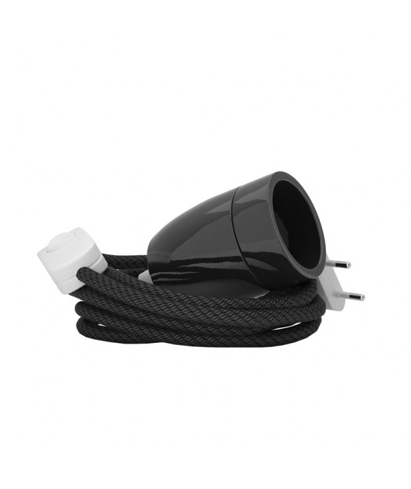 Lampada Spinello Ceramico E27 con portalampada in ceramica nero