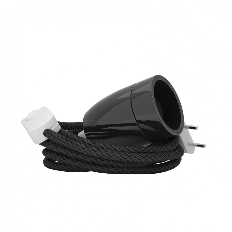 Lampada Spinello Ceramico E27 con portalampada in ceramica nero Lampada Spinello Ceramico E27 con portalampada in ceramica nero