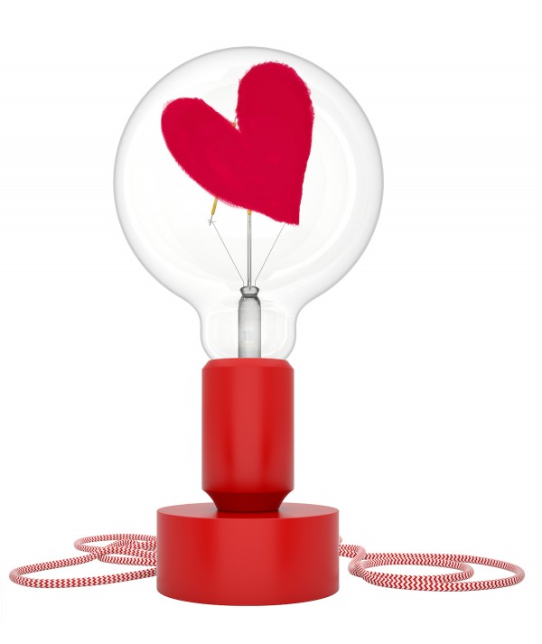 lampada da tavolo Tavolotto in silicone rosso con lampada per sognatori cuore