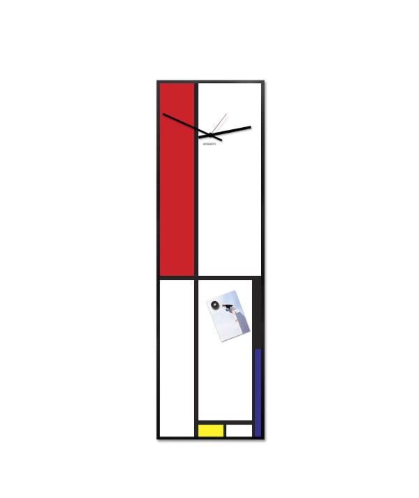 Orologio/Lavagna magnetica Mondrian geometrico da parete di dDESIGNoBJET