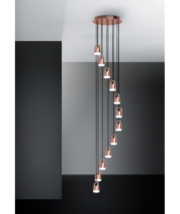 lampadario bag in metallo finitura oro rosa