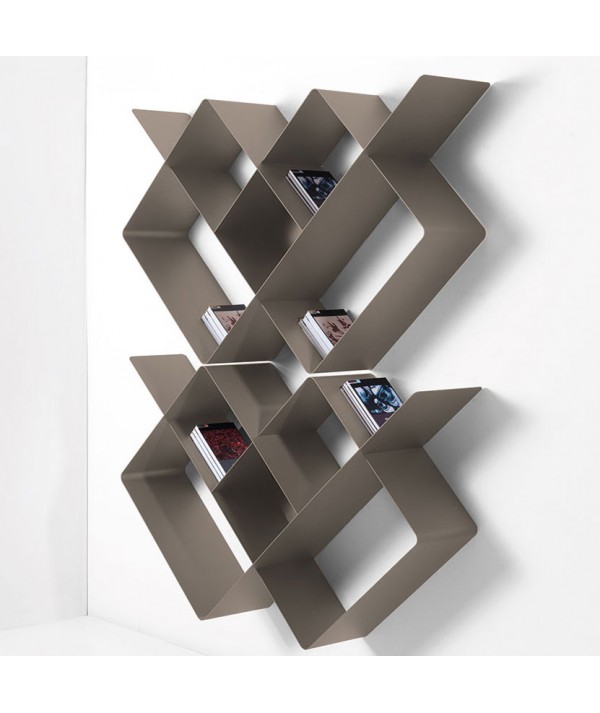 Composizione Libreria Mondrian in metallo tortora