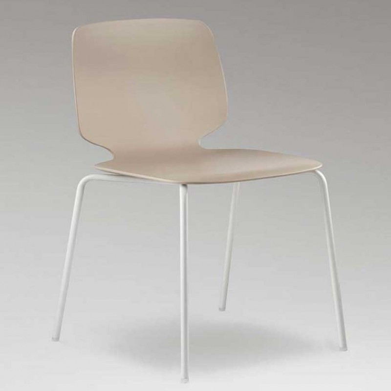 Sedia Babila in tecnopolimero sabbia e gambe in metallo Sedia Babila in tecnopolimero sabbia e gambe in metallo
