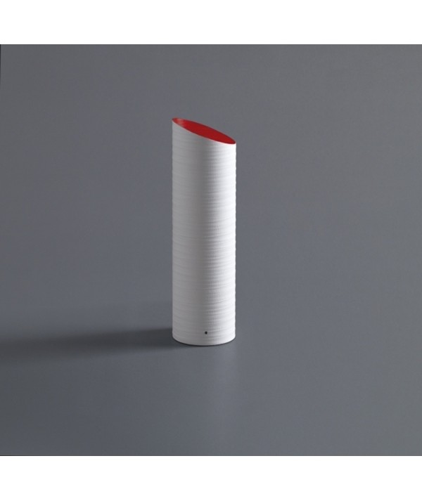 Lampada da tavolo Slice in fibra di vetro bianca interno rosso