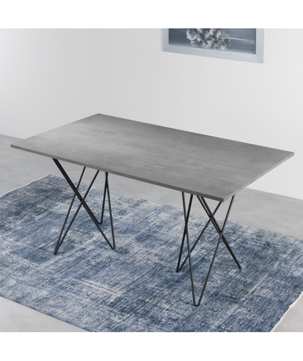 Tavolo Consolle in laminato cemento aperto