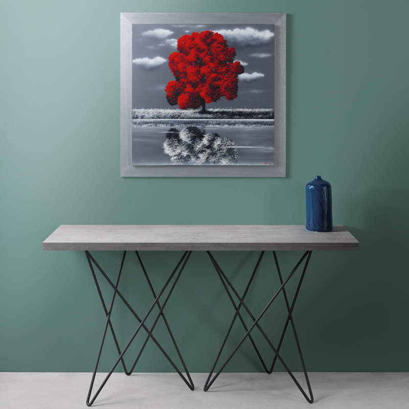 Tavolo Consolle in laminato cemento  ambientato