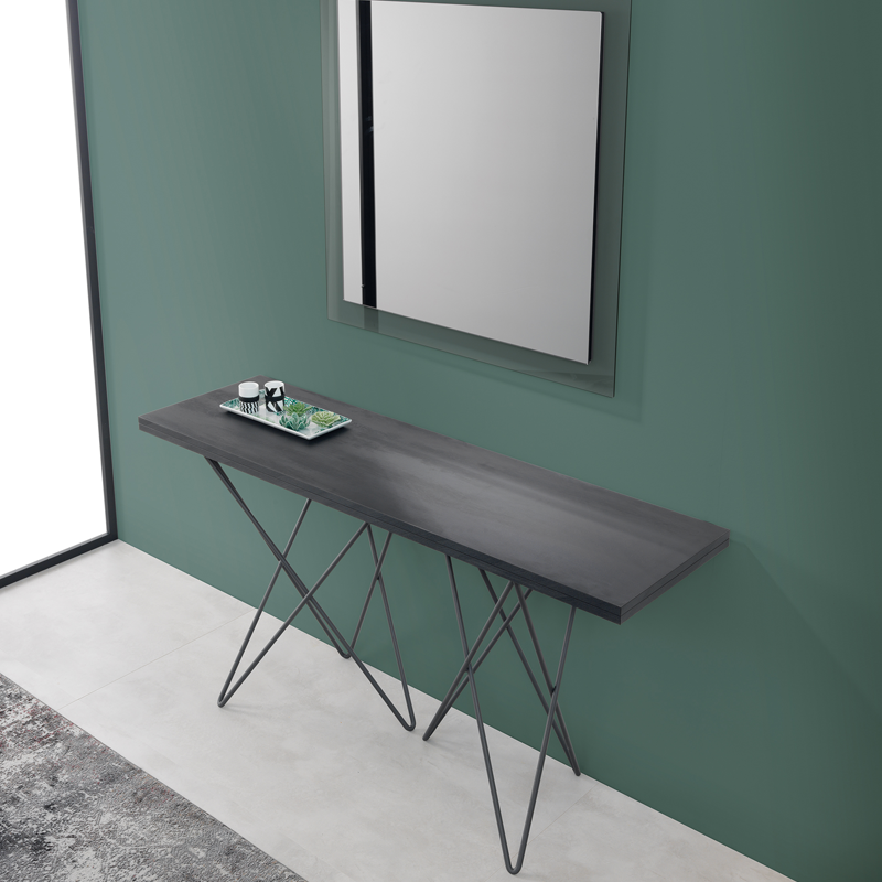 Tavolo Consolle in laminato grigio ardesia Tavolo Consolle in laminato grigio ardesia