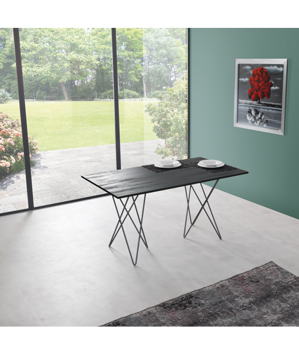 Tavolo Consolle in laminato ecologico grigio ardesia aperto