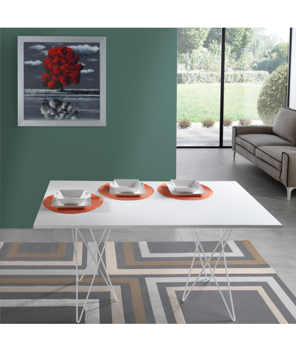 Tavolo Consolle in laminato  ecologico bianco aperto