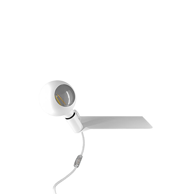 Lampada in metallo color bianco con mensola di Filotto