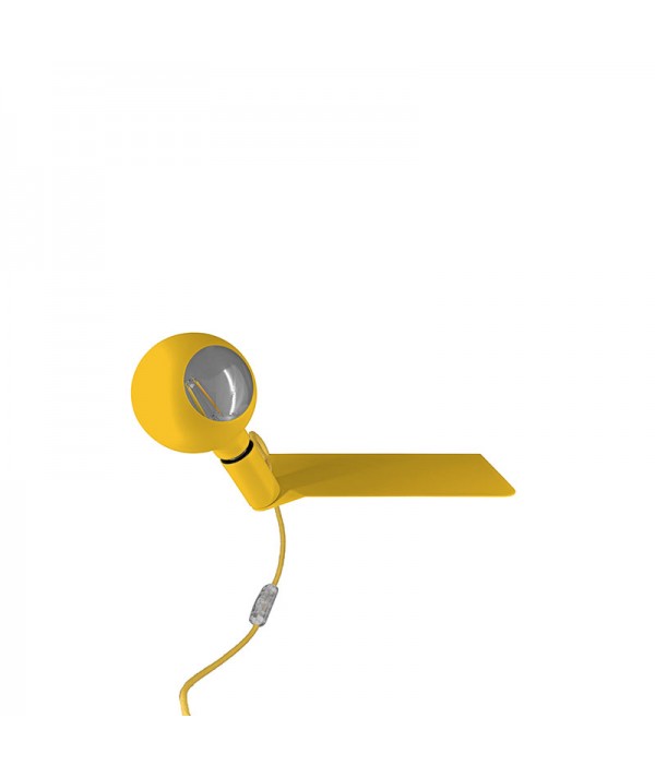 Lampada in metallo color giallo con mensola di Filotto