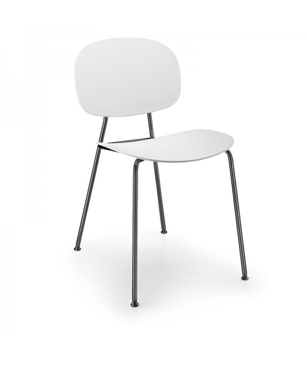 tondina pop bianco gambe acciaio cromato