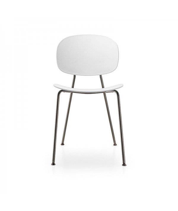 tondina pop bianco gambe acciaio cromato