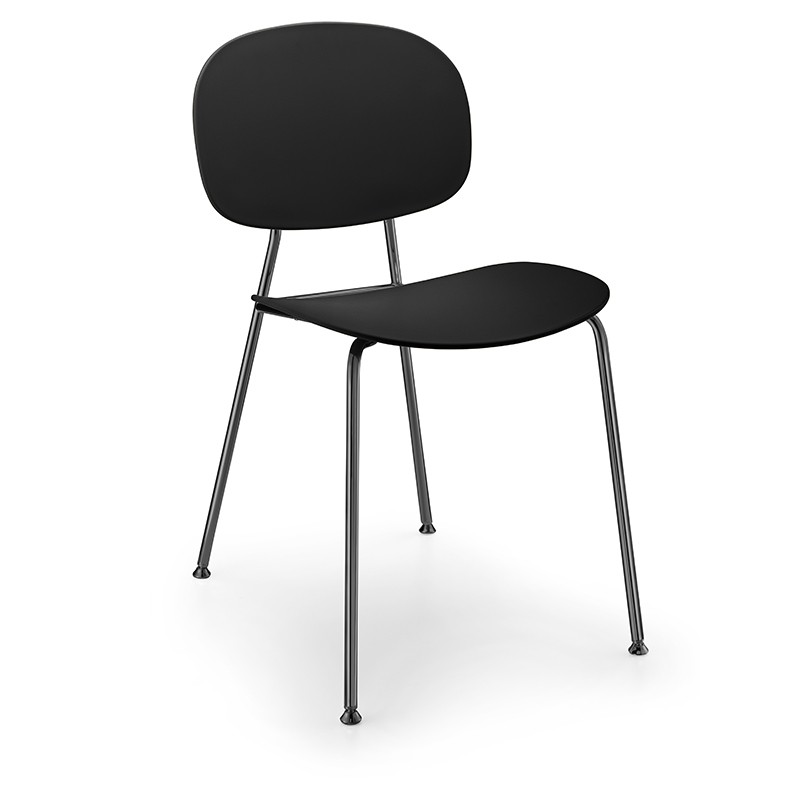 Sedia Tondina Pop Nero in acciaio cromato nero Sedia Tondina Pop Nero in acciaio cromato nero