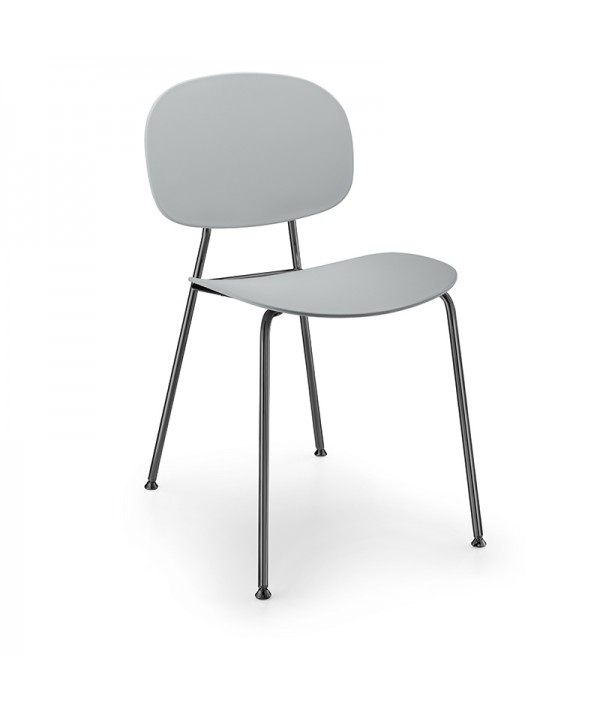 tondina pop grigio mandorla  gambe acciaio cromato