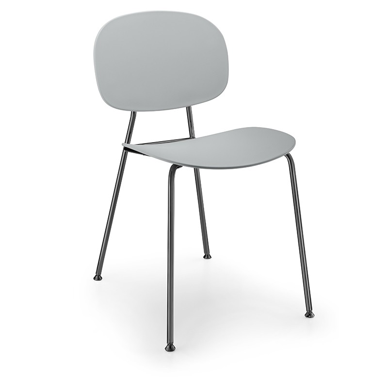 tondina pop grigio mandorla gambe acciaio cromato tondina pop grigio mandorla gambe acciaio cromato