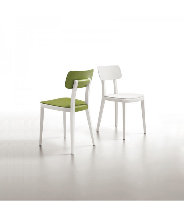 sedia porta venezia di infiniti in legno e polipropilene colorato bianco e verde