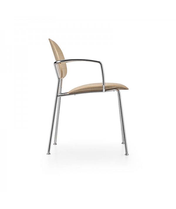sedia con braccioli tondina infiniti rovere naturale profilo