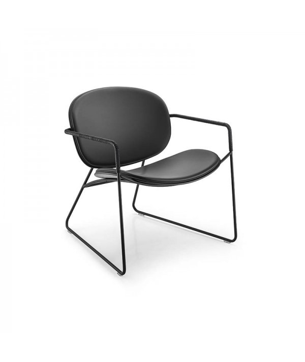 sedia con braccioli tondina lounge nera ecopelle