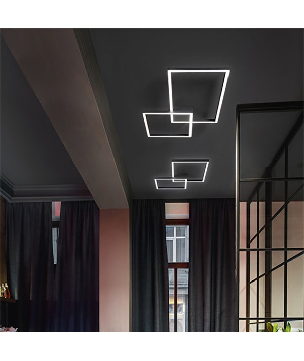 lampada a sospensione e a parete cross di perenz in alluminio nero