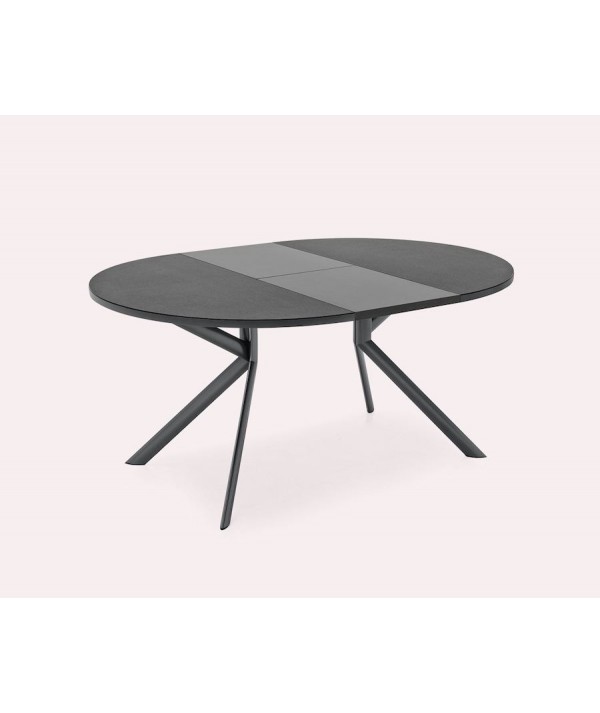 tavolo allungabile giove di connubia calligaris in ceramica stone e metallo nero aperto