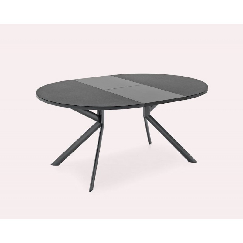 tavolo allungabile giove di connubia calligaris in ceramica stone e metallo nero aperto