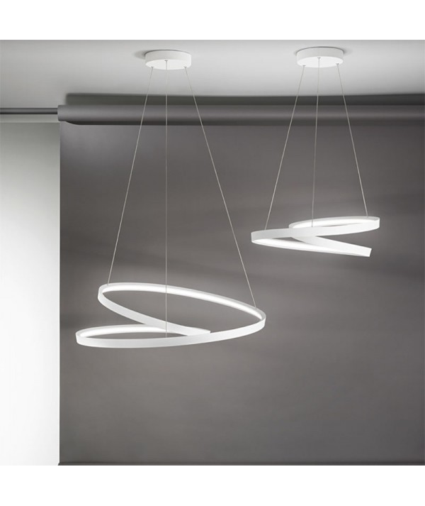 lampada a sospensione ritmo di perenz bianco opaco grande e media