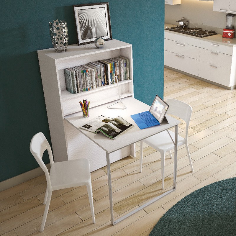 mobile contenitore con scrivania e letto di maconi bianco aperto mobile contenitore con scrivania e letto di maconi bianco aperto