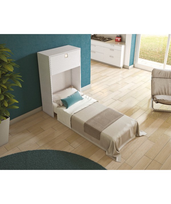 mobile contenitore con scrivania e letto di maconi bianco aperto letto
