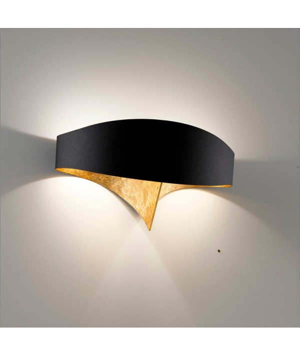 Applique scudo bicolore nero e foglia oro di Selène
