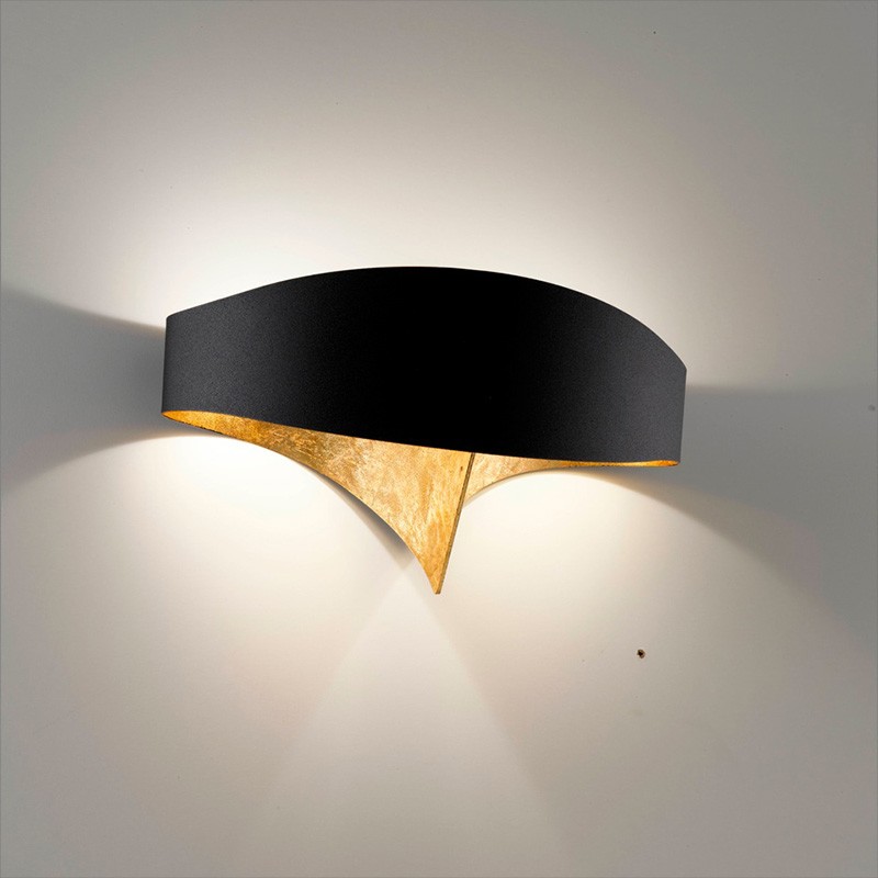 Applique scudo bicolore nero e foglia oro di Selène Applique scudo bicolore nero e foglia oro di Selène