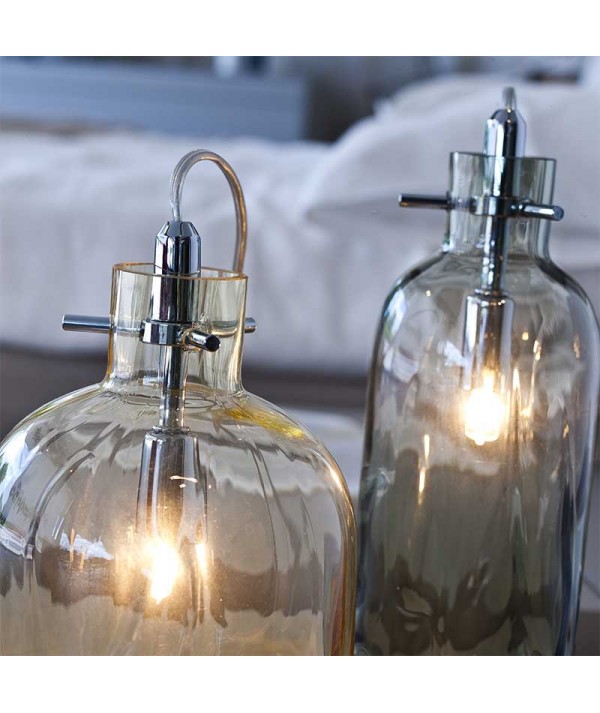 lampada da tavolo bossa nova ambra e fumè di selène
