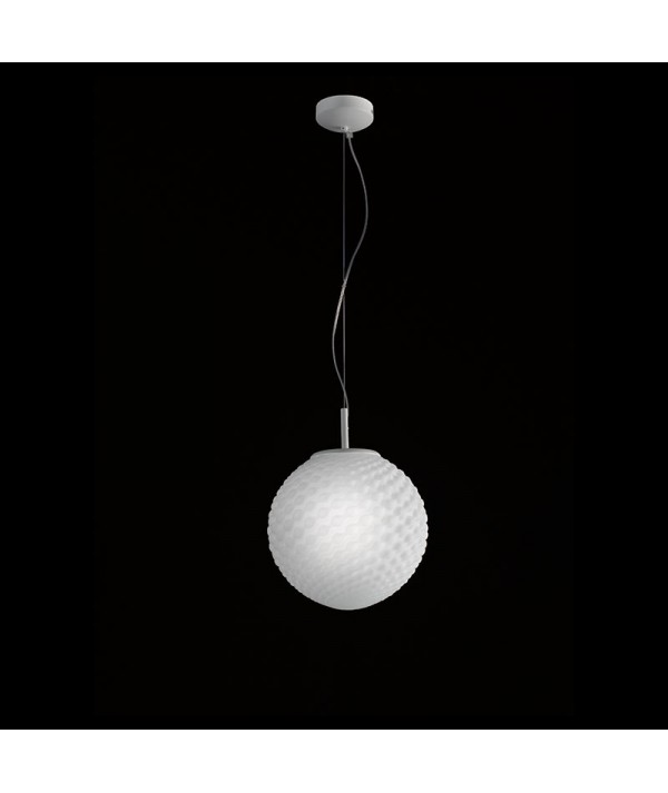 lampada a sospensione Domino Bianco sferico di selene