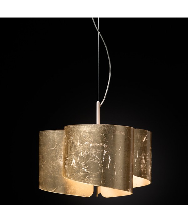 lampada a sospensione di selène papiro in foglia oro