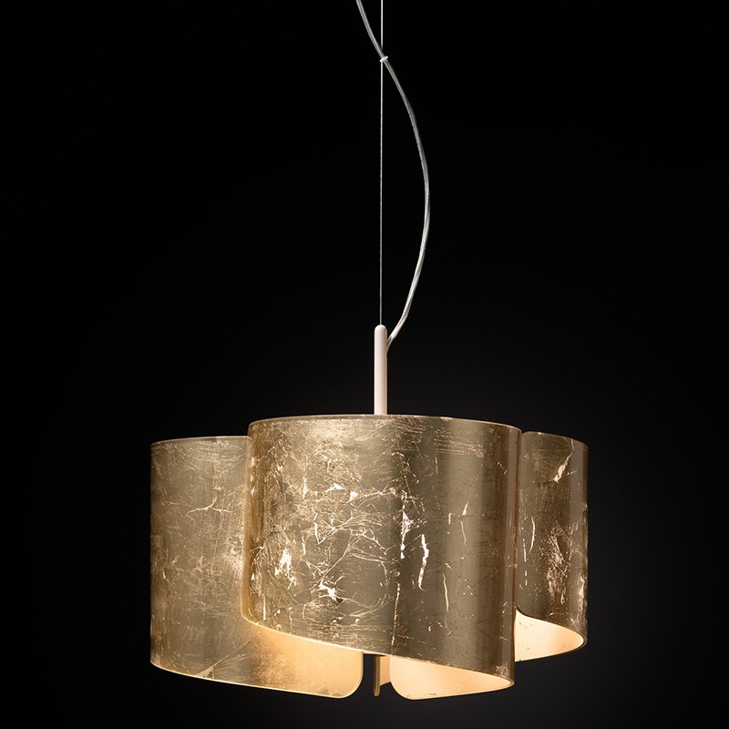 lampada a sospensione di selène papiro in foglia oro lampada a sospensione di selène papiro in foglia oro