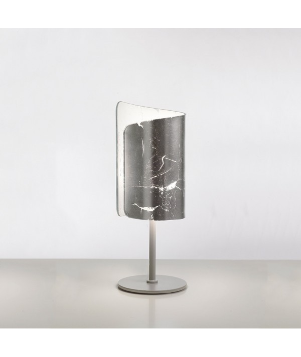 lampada da tavolo papiro di selène con decoro foglia argento