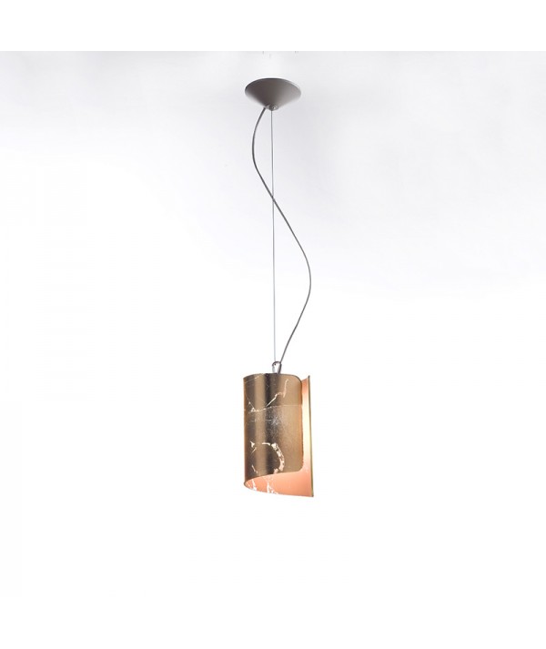 lampada a sospensione piccola di selène papiro in foglia oro