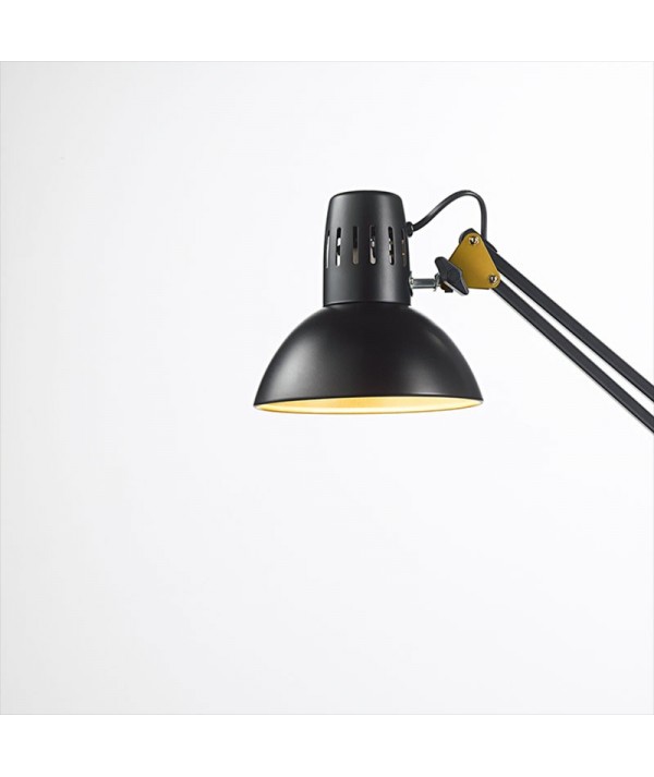 Lampada orientabile in metallo con morsetto nero opaco