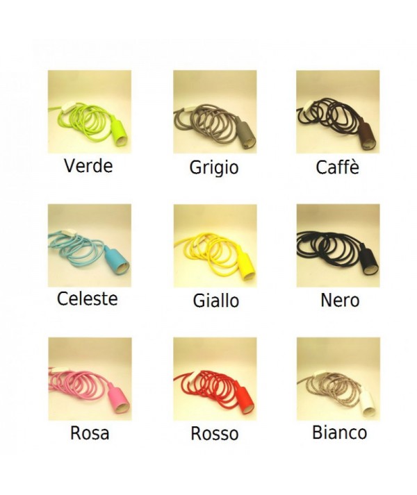 Lampada Spinello Siliconico E27 con portalampada in silicone cartella colori