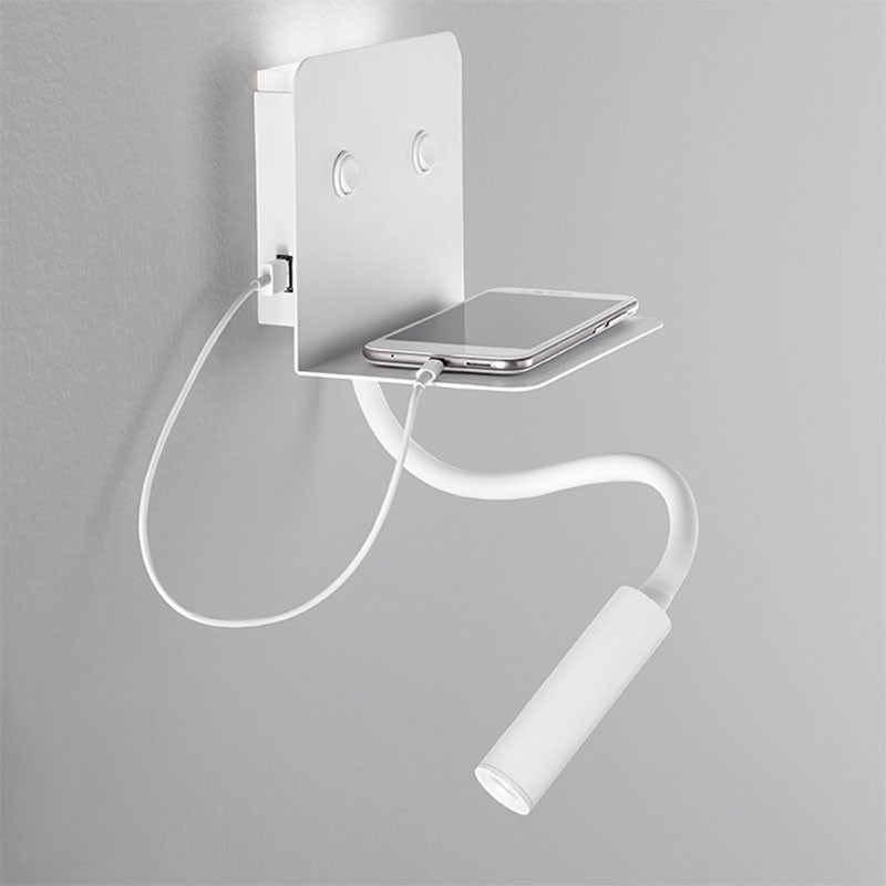 Applique con porta USB Level Bianco