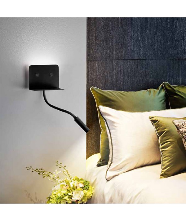 Applique con porta USB Level Nero