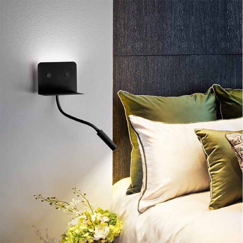 Applique con porta USB Level Nero