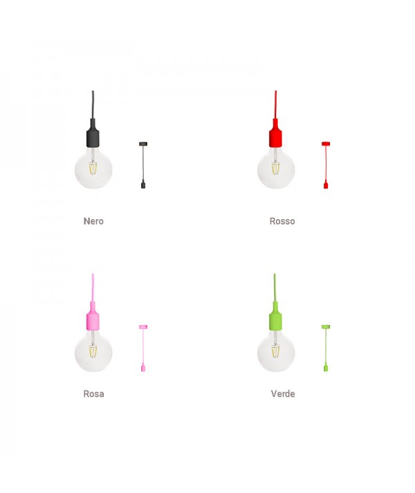 lampada a sospensione Filotto Siliconico con attacco E 27 in silicone colori 2